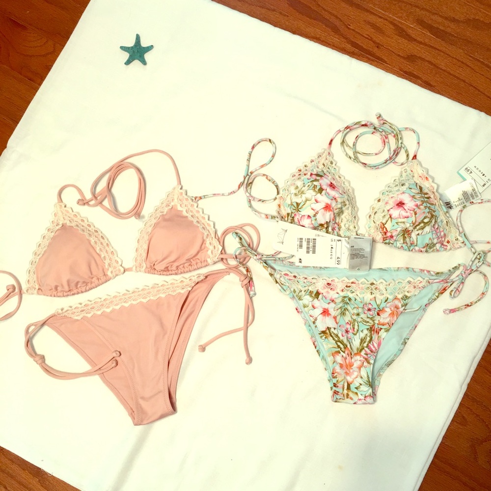 2 H&M Sz 4 Bikinis Blush & Floral